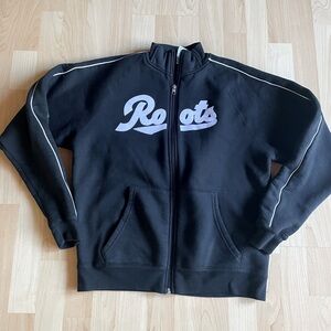 Vintage Roots Black Zip Up Sweatshirt Size XS 22” p2p (Oversized)